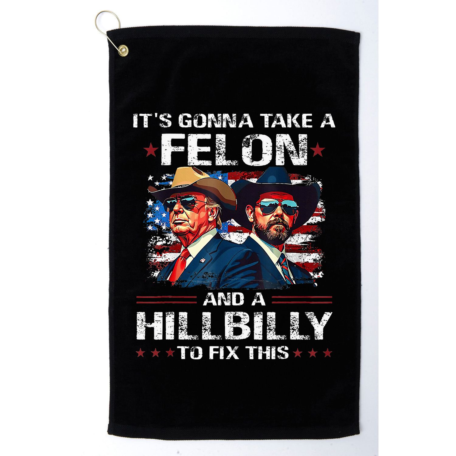Trump 2024 Vance 2028 Funny Felon Hillbilly Fix Golf Towel