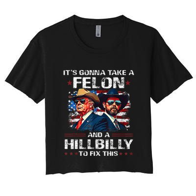 Trump 2024 Vance 2028 Funny Felon Hillbilly Fix Crop Top