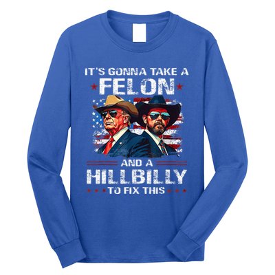 Trump 2024 Vance 2028 Funny Felon Hillbilly Fix Long Sleeve Shirt