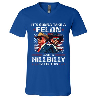 Trump 2024 Vance 2028 Funny Felon Hillbilly Fix V-Neck T-Shirt