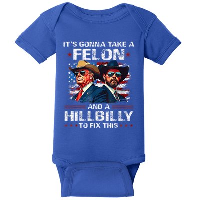 Trump 2024 Vance 2028 Funny Felon Hillbilly Fix Baby Bodysuit
