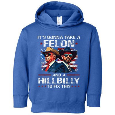 Trump 2024 Vance 2028 Funny Felon Hillbilly Fix Toddler Hoodie