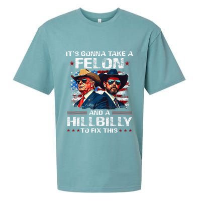 Trump 2024 Vance 2028 Funny Felon Hillbilly Fix Sueded Cloud Jersey T-Shirt