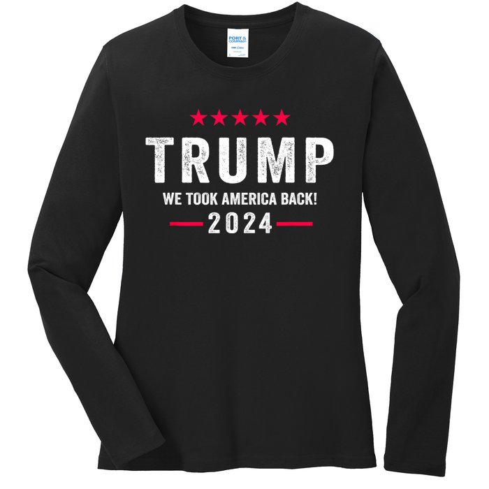 Trump 2024 Victory J.D.Vance President 47 Trump Won Ladies Long Sleeve Shirt