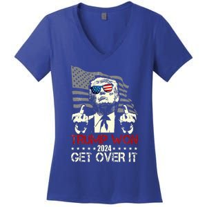 Trump 2024 Victory For President 47 Trump Vance Get Over It Women's V-Neck T-Shirt