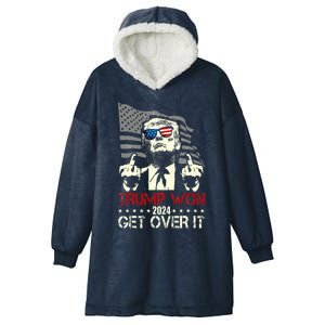 Trump 2024 Victory For President 47 Trump Vance Get Over It Hooded Wearable Blanket