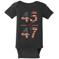 Trump 2024 Vintage 45 47 America Flag Baby Bodysuit