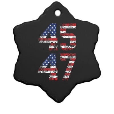 Trump 2024 Vintage Classic Fit Crew Neck Black Adult Ceramic Star Ornament