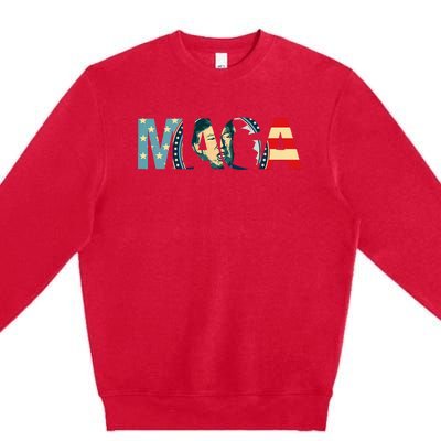 Trump 2020 Voted Maga American Flag Retro Vintage Gift Premium Crewneck Sweatshirt