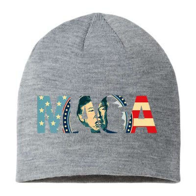 Trump 2024 Voted Maga American Flag Retro Sustainable Beanie