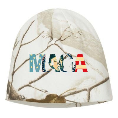 Trump 2024 Voted Maga American Flag Retro Kati - Camo Knit Beanie