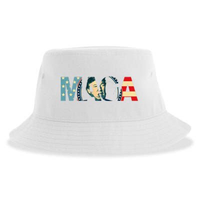 Trump 2024 Voted Maga American Flag Retro Sustainable Bucket Hat