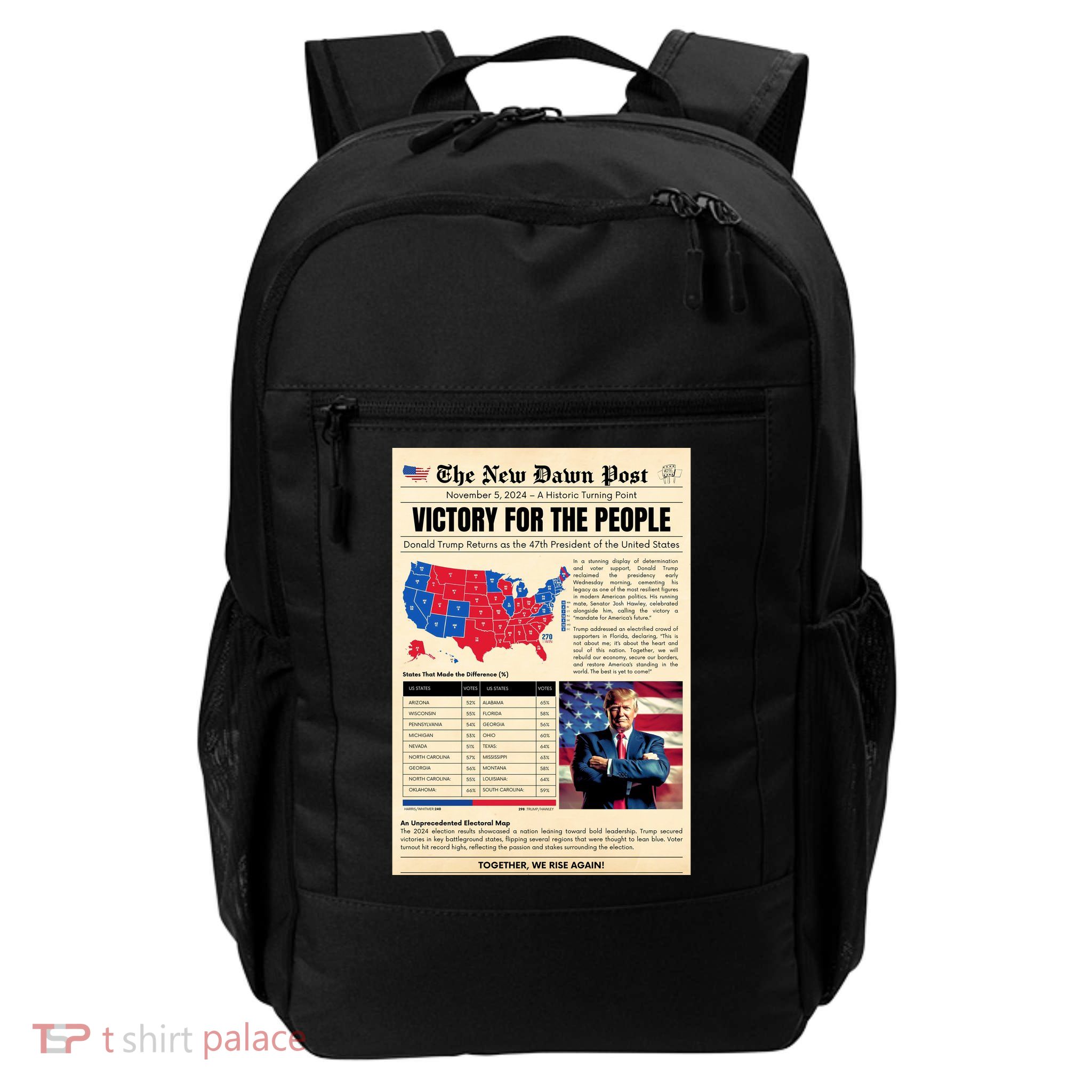 Trump 2025 Victory News Paper Daily Commute Backpack