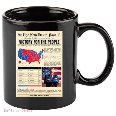 Trump 2025 Victory News Paper 11oz C Handle Ceramic Mug