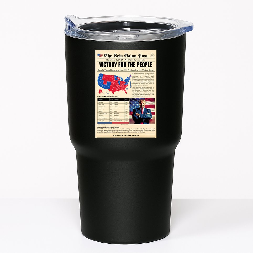 Trump 2025 Victory News Paper Tumbler