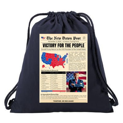 Trump 2025 Victory News Paper Drawstring Bag