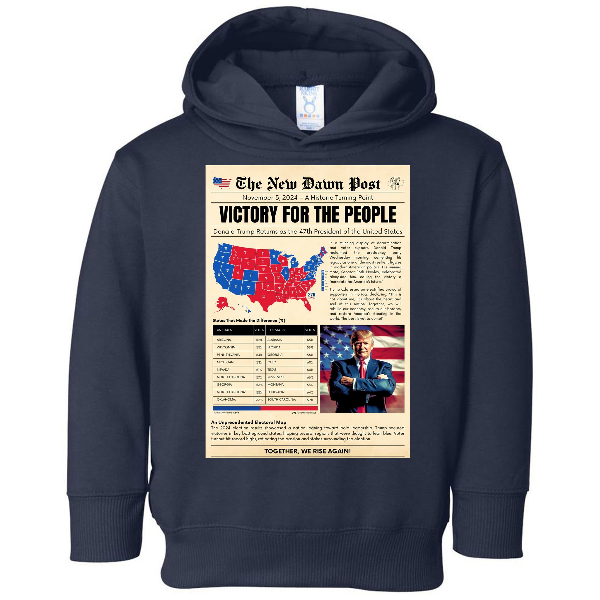 Trump 2025 Victory News Paper Toddler Hoodie