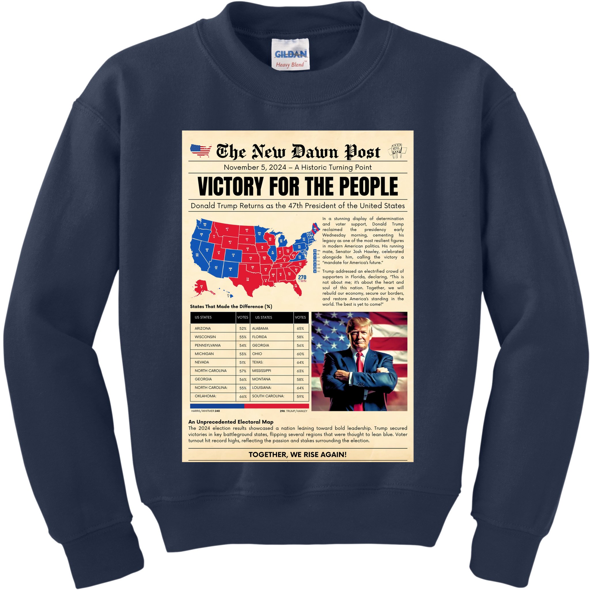 Trump 2025 Victory News Paper Kids Sweatshirt