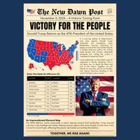 Trump 2025 Victory News Paper Kids T-Shirt