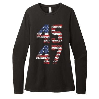 Trump 2024 Vintage Classic Fit Crew Neck Black Adult Womens CVC Long Sleeve Shirt