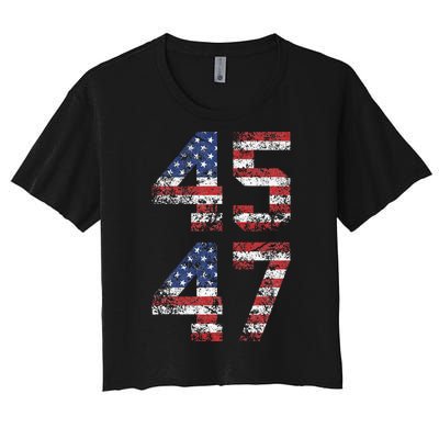 Trump 2024 Vintage Classic Fit Crew Neck Black Adult Women's Crop Top Tee