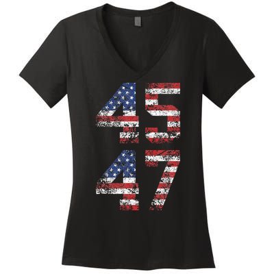 Trump 2024 Vintage Classic Fit Crew Neck Black Adult Women's V-Neck T-Shirt