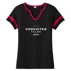 Trump 2024 Voting For The Convicted Felon Ladies Halftime Notch Neck Tee