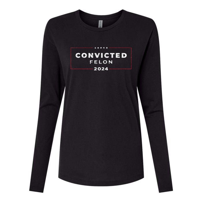 Trump 2024 Voting For The Convicted Felon Womens Cotton Relaxed Long Sleeve T-Shirt