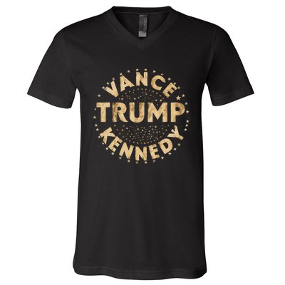 Trump 2024 Vance Kennedy Vintage Art V-Neck T-Shirt