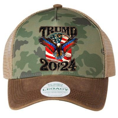 Trump 2024 Vintage American Bald Eagle Legacy Tie Dye Trucker Hat
