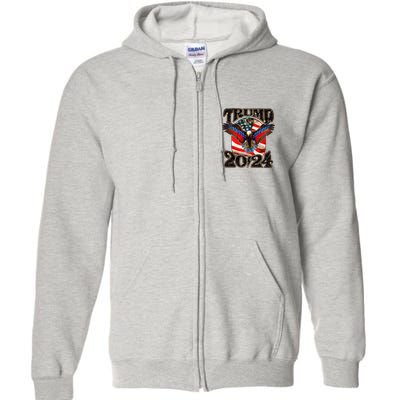 Trump 2024 Vintage American Bald Eagle Full Zip Hoodie