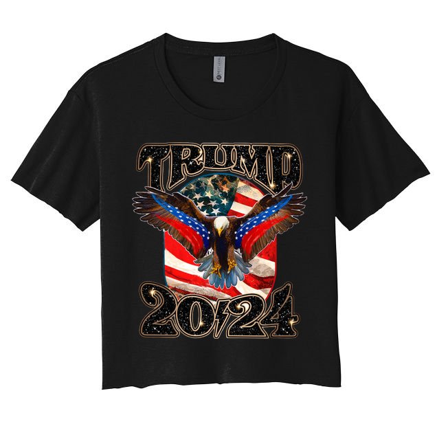 Trump 2024 Vintage American Bald Eagle Crop Top