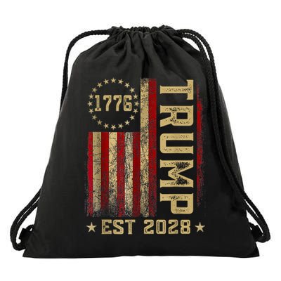 Trump 2028 Vote Donald Trump America US Flag Vintage Drawstring Bag