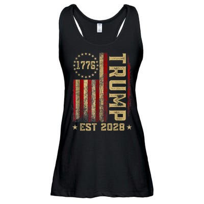 Trump 2028 Vote Donald Trump America US Flag Vintage Ladies Essential Flowy Tank