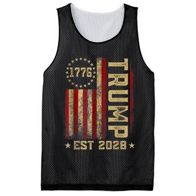 Trump 2028 Vote Donald Trump America US Flag Vintage Mesh Reversible Basketball Jersey Tank