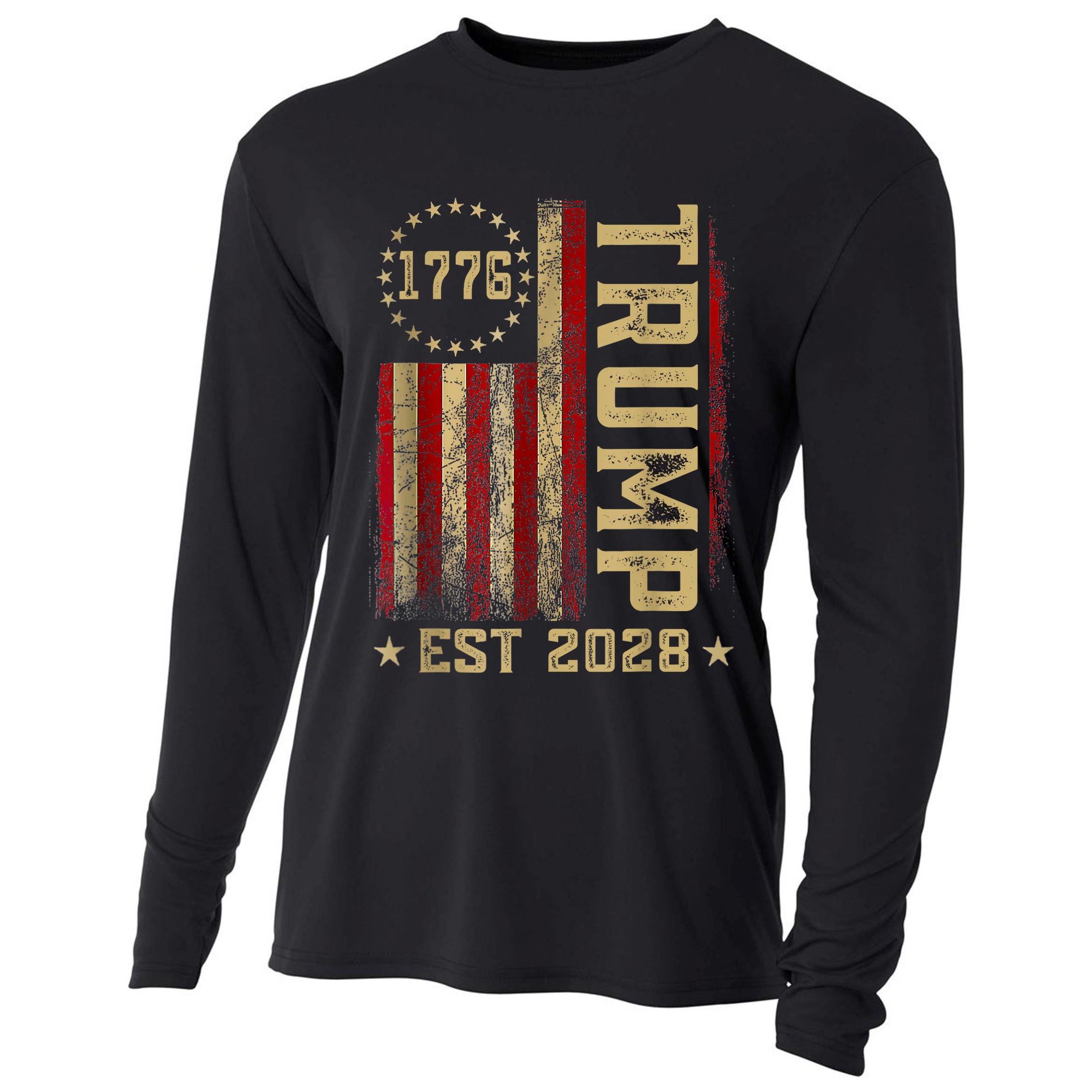 Trump 2028 Vote Donald Trump America US Flag Vintage Cooling Performance Long Sleeve Crew