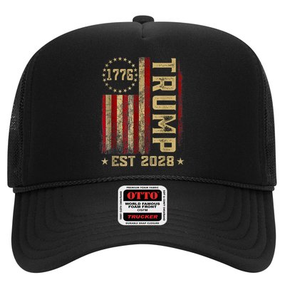 Trump 2028 Vote Donald Trump America US Flag Vintage Trucker Hat