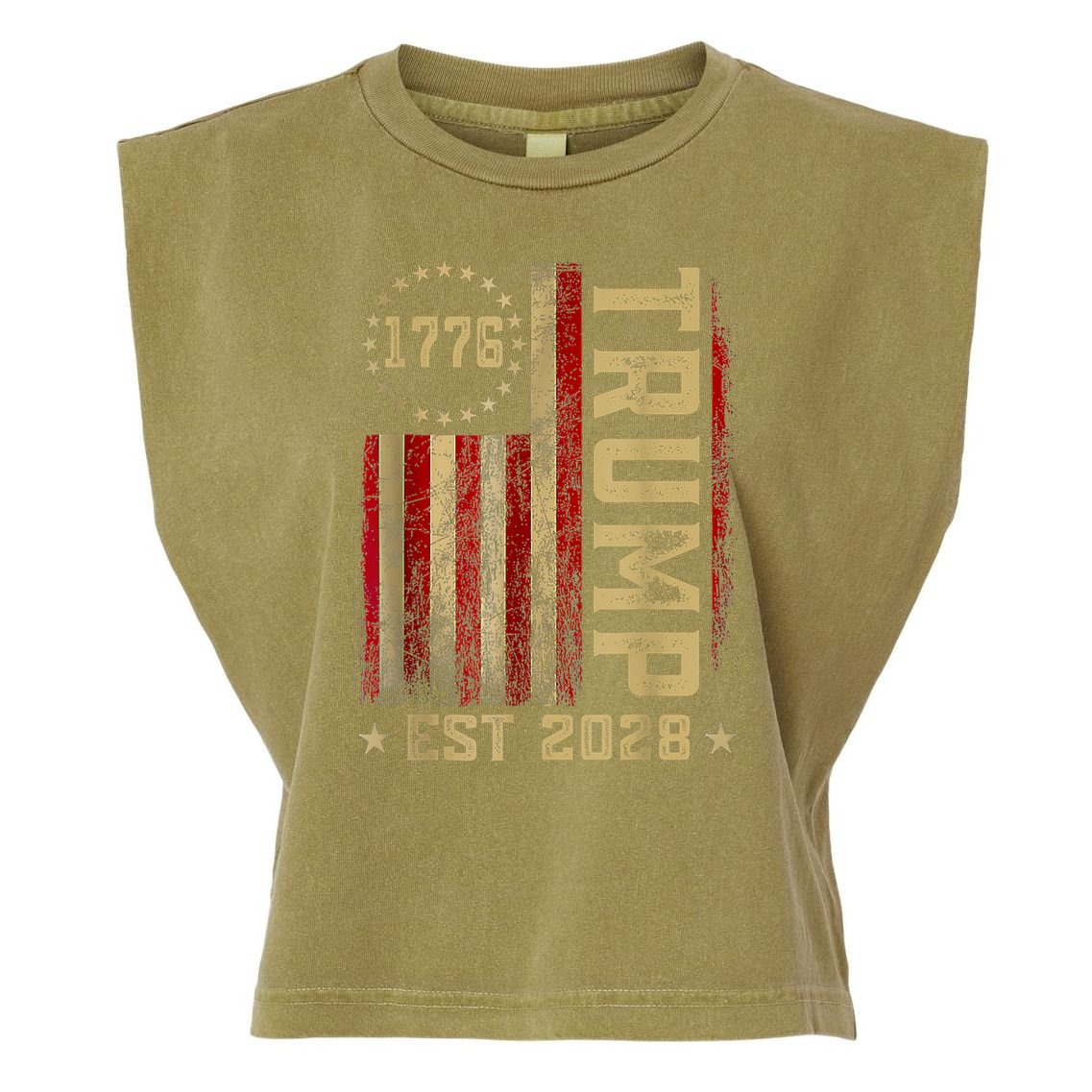 Trump 2028 Vote Donald Trump America US Flag Vintage Garment-Dyed Women's Muscle Tee