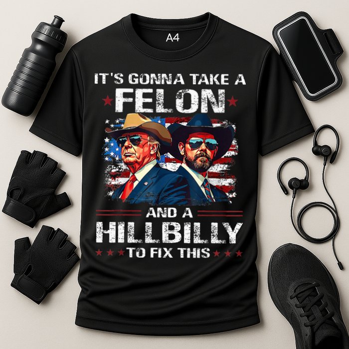 Trump 2024 Vance 2028 Funny Felon Hillbilly Fix Cooling Performance Crew T-Shirt