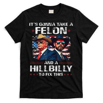 Trump 2024 Vance 2028 Funny Felon Hillbilly Fix T-Shirt