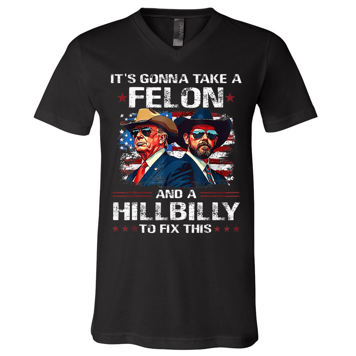 Trump 2024 Vance 2028 Funny Felon Hillbilly Fix V-Neck T-Shirt