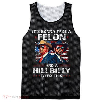 Trump 2024 Vance 2028 Funny Felon Hillbilly Fix Mesh Reversible Basketball Jersey Tank