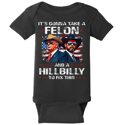 Trump 2024 Vance 2028 Funny Felon Hillbilly Fix Baby Bodysuit