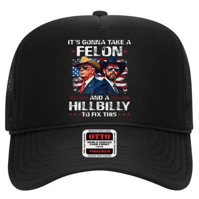 Trump 2024 Vance 2028 Funny Felon Hillbilly Fix Trucker Hat