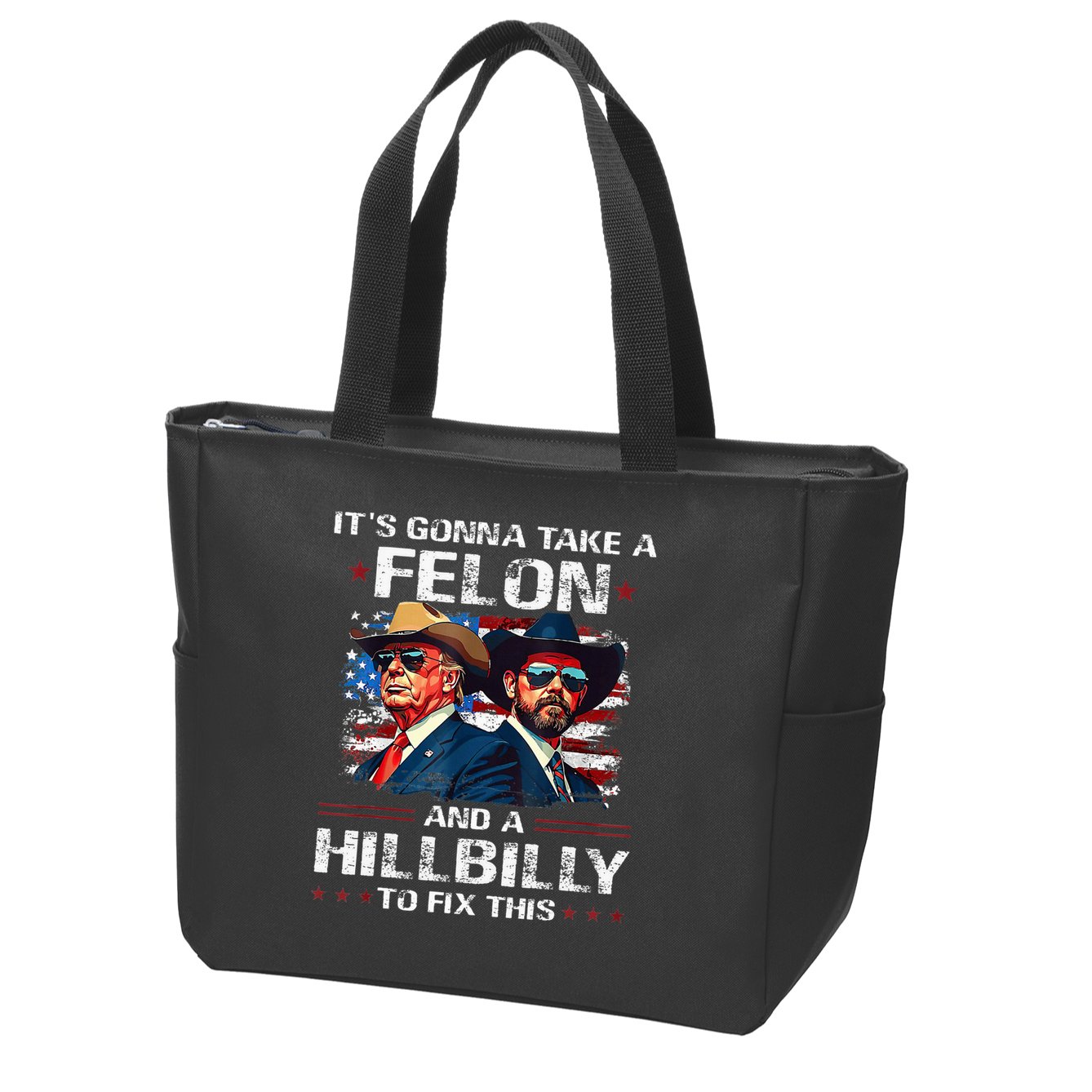 Trump 2024 Vance 2028 Funny Felon Hillbilly Fix Zip Tote Bag