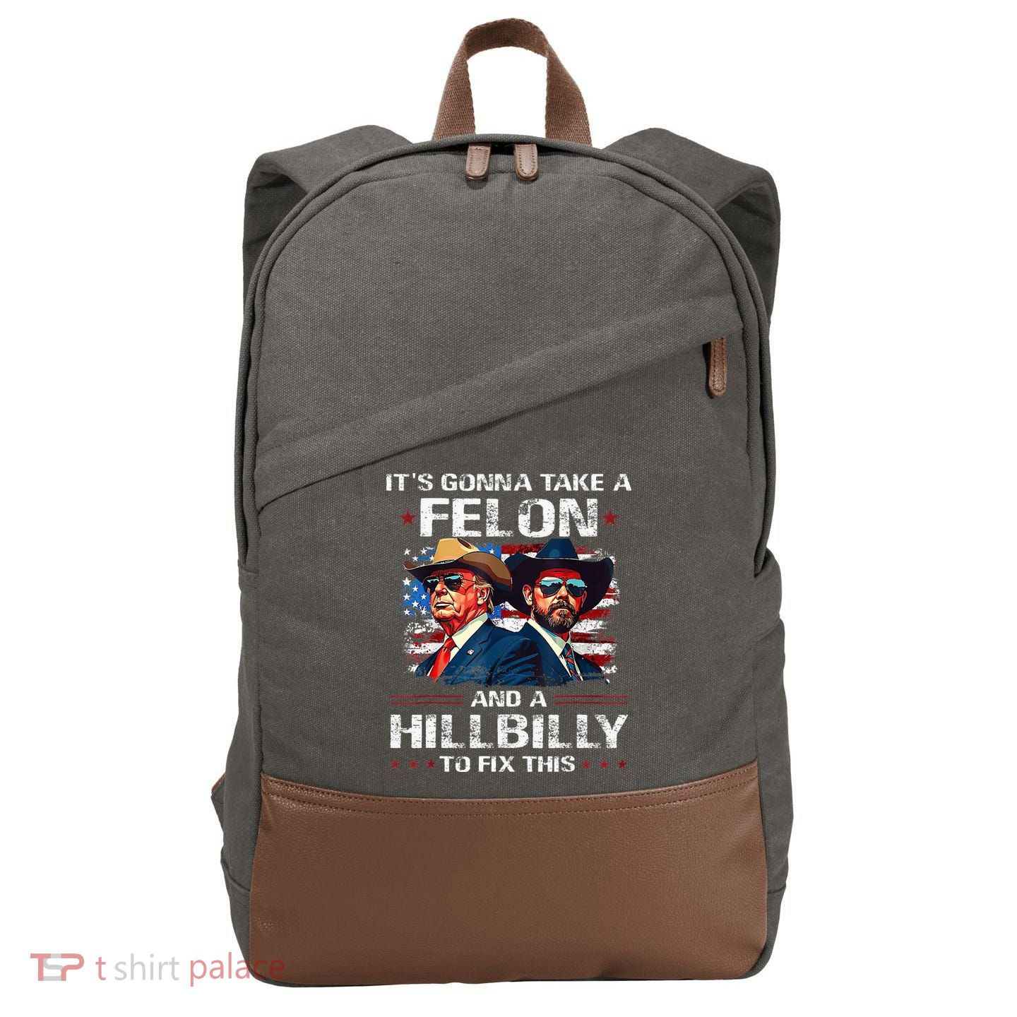 Trump 2024 Vance 2028 Funny Felon Hillbilly Fix Cotton Canvas Backpack