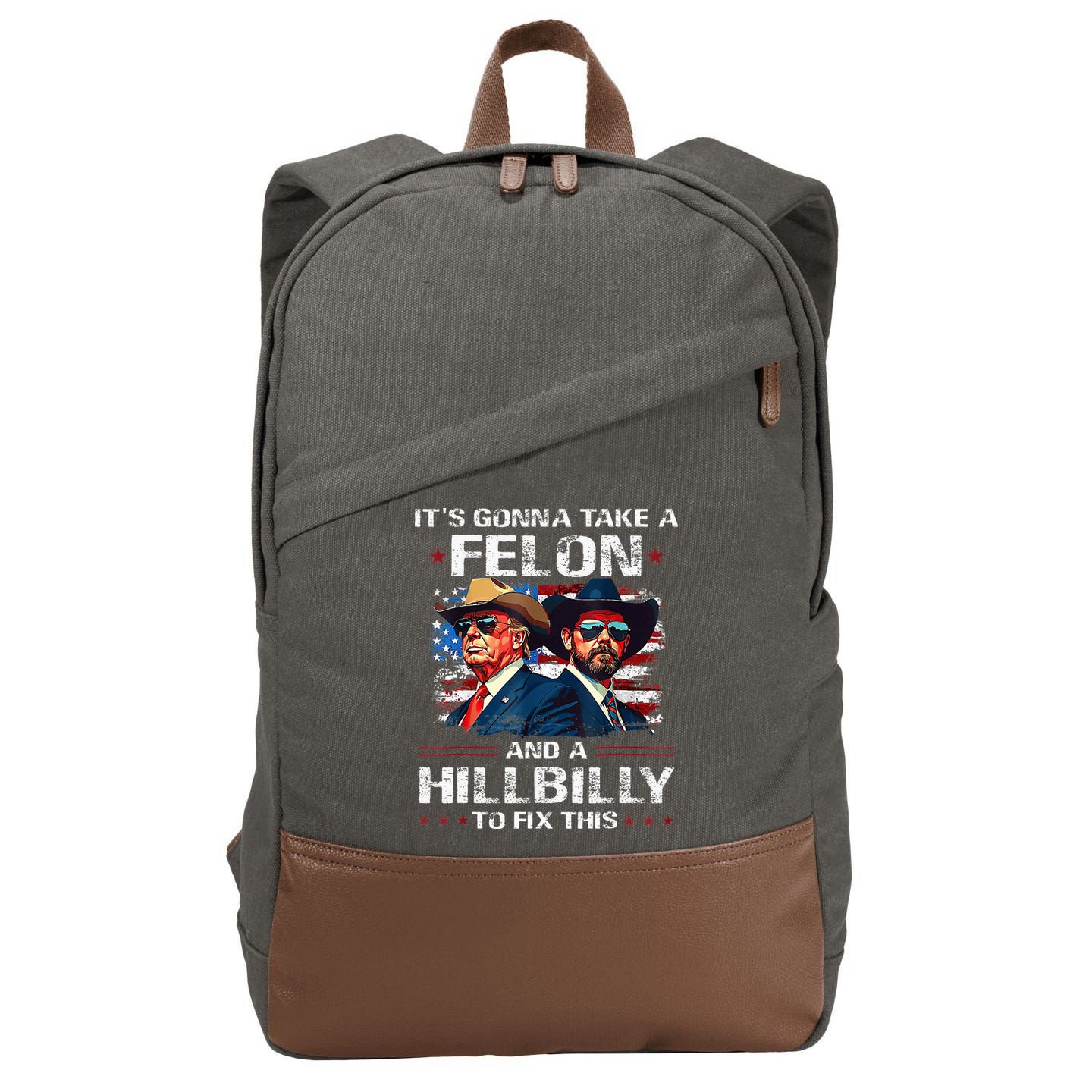 Trump 2024 Vance 2028 Funny Felon Hillbilly Fix Cotton Canvas Backpack
