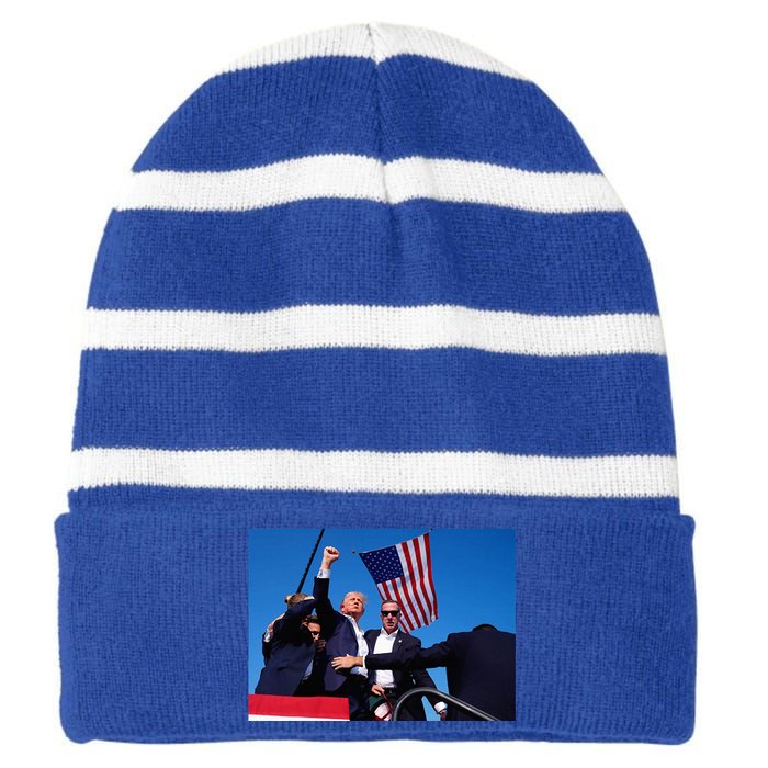 Trump 2024 Wanted Outlaw IM Voting Convicted Felon 2024 Striped Beanie with Solid Band