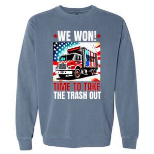 Trump 2024 We Won Wins Victory Inauguration 2025 Garbage Garment-Dyed Sweatshirt