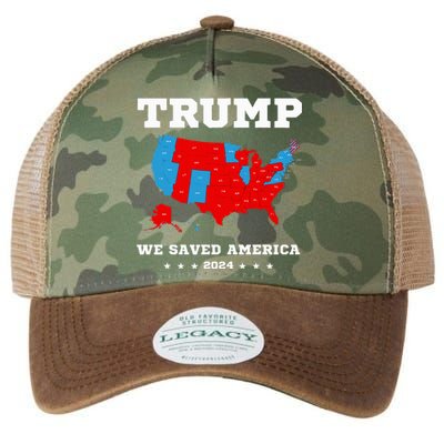 Trump 2024 We Saved America Map Of 2024 Election Legacy Tie Dye Trucker Hat